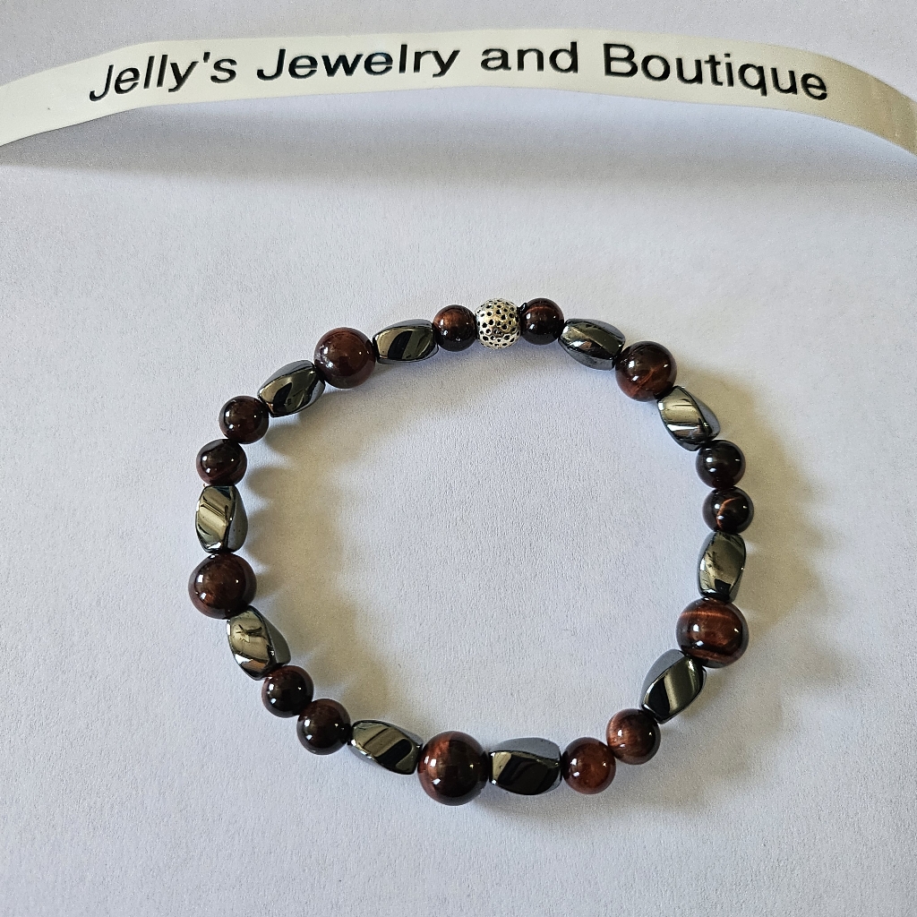 Jelly's Jewelry And Boutique Handcrafted Nwt, Natural Stones/Metal Bead Bracelet